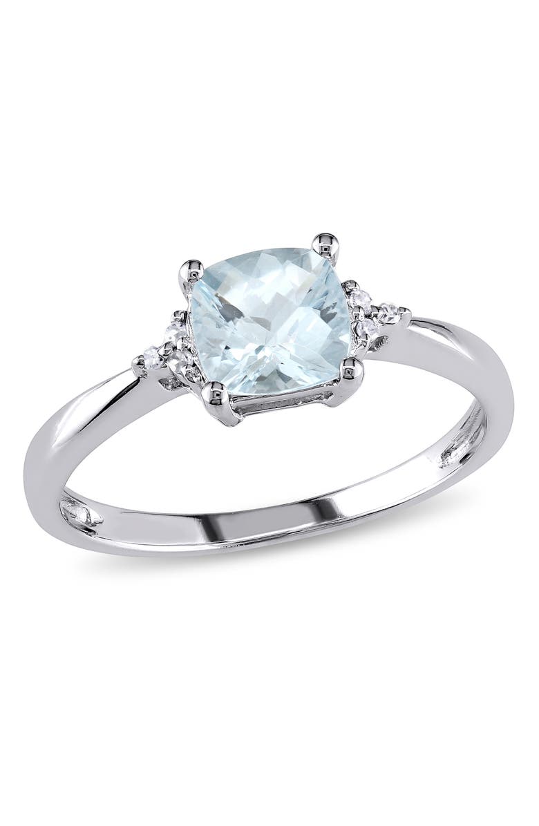 Julianna B. Aquamarine & Diamond Ring 10k, Main, color, Aquamarine