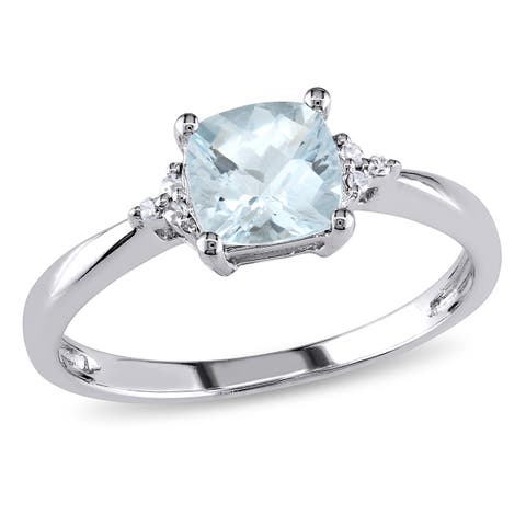 Aquamarine & Diamond Ring 10k