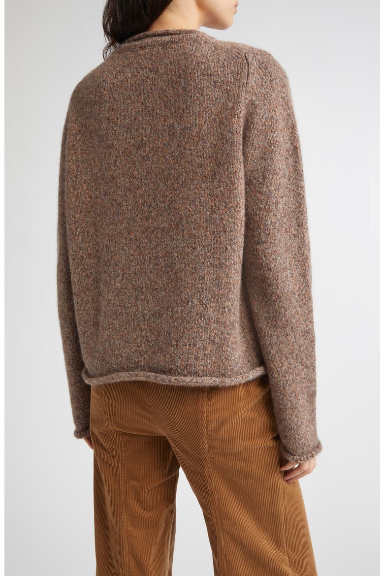 Brushed Cashmere & Silk Crewneck Sweater, Alternate, color, MOLASSES MIX