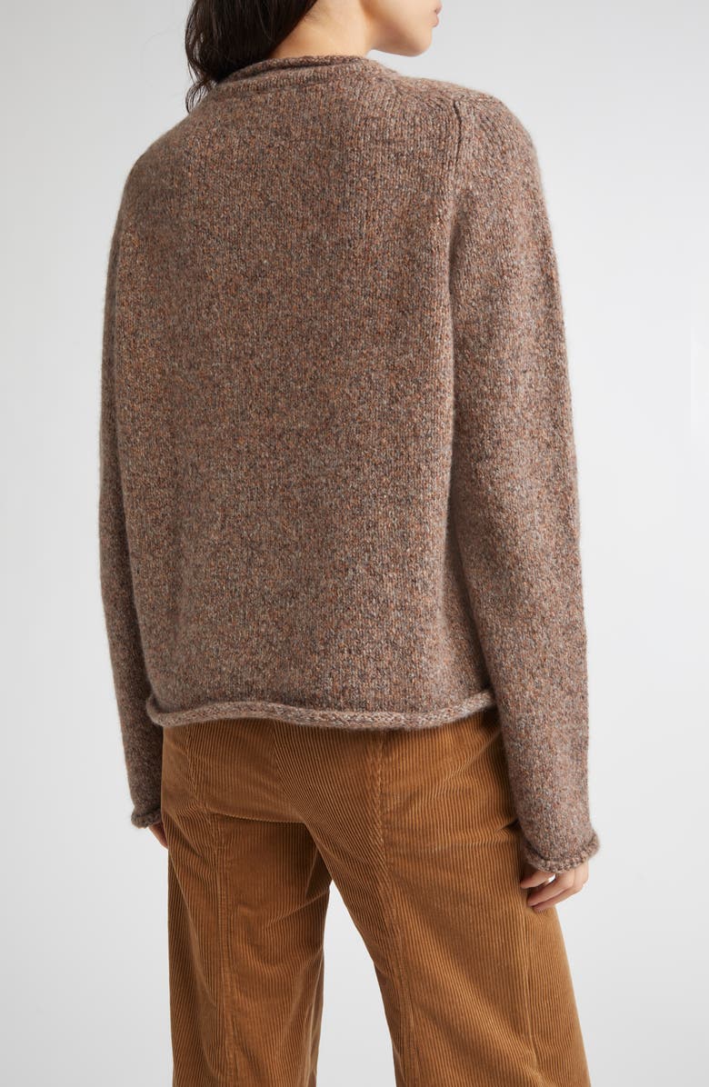 Johnstons of Elgin Brushed Cashmere & Silk Crewneck Sweater, Alternate, color, Molasses Mix