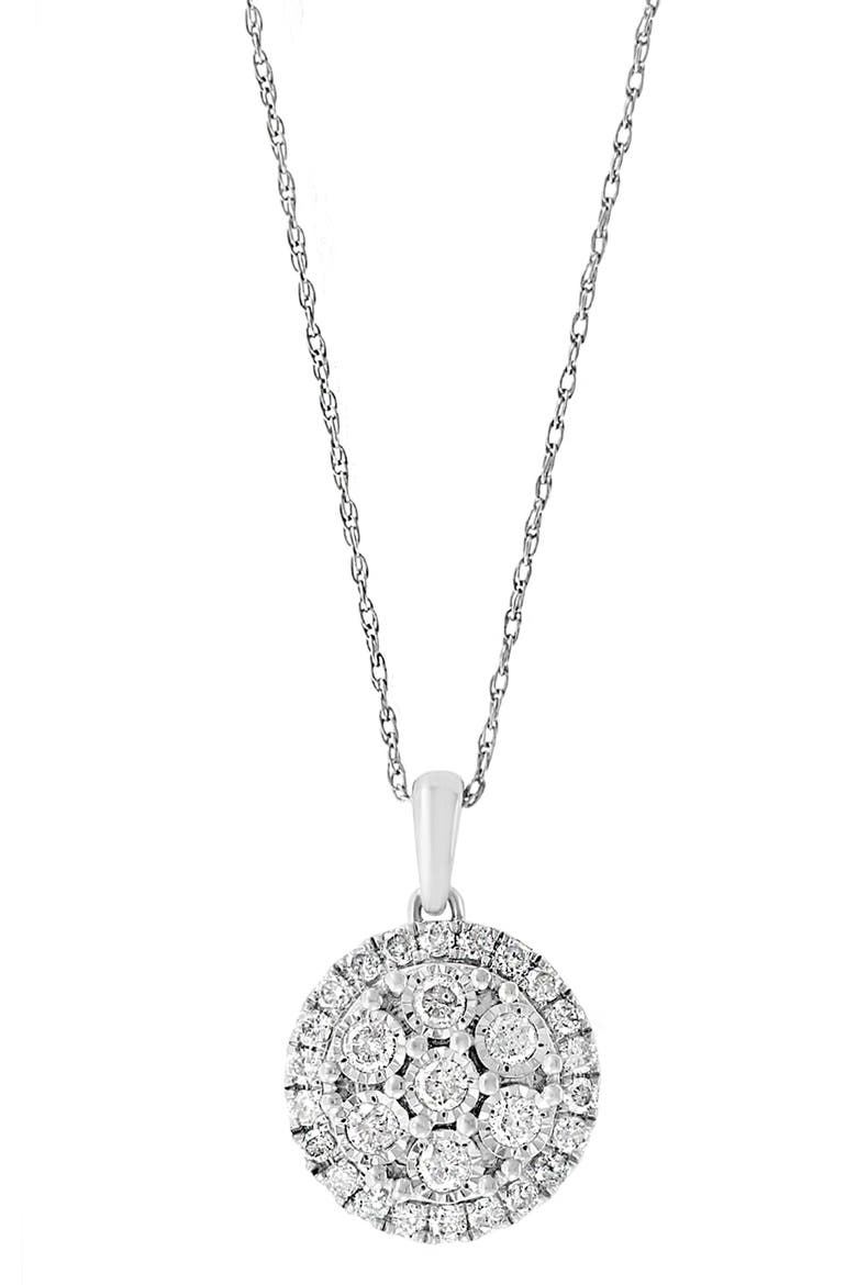 Sterling Silver Diamond Disc Pendant Necklace, Alternate, color, SILVER