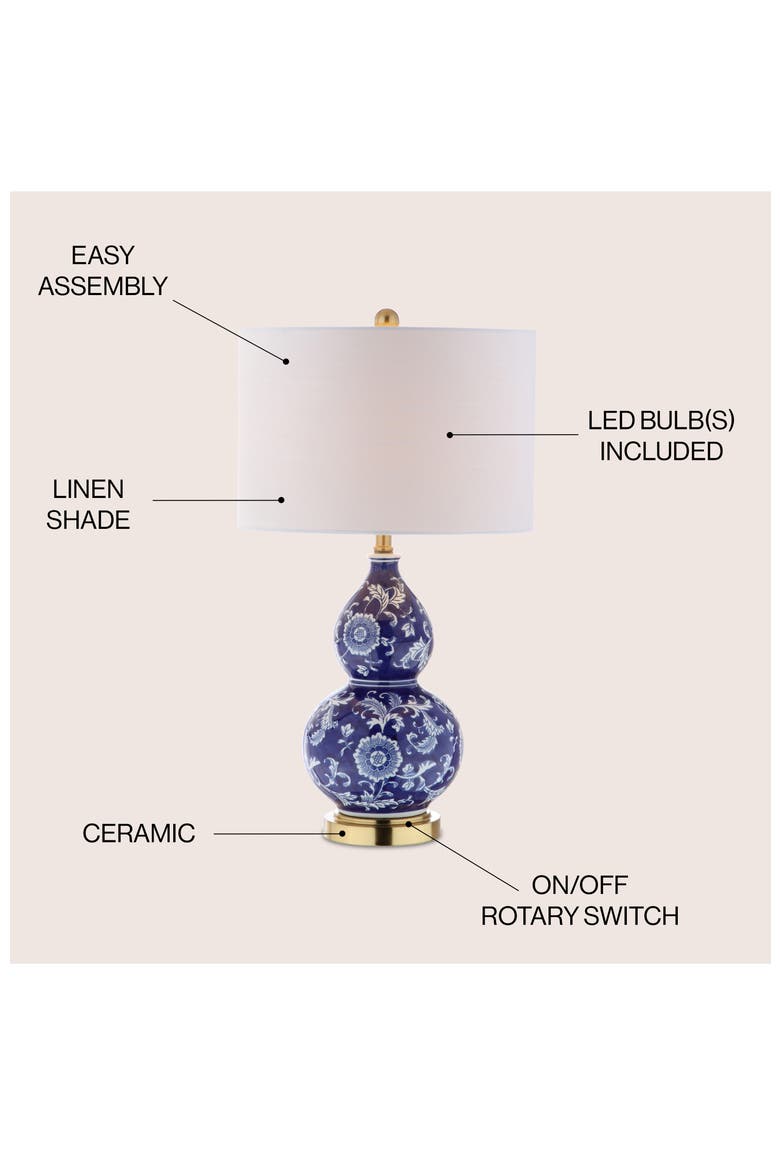 Lee 27" Ceramic Chinoiserie LED Table Lamp, Blue/White, Alternate, color, Blue/White
