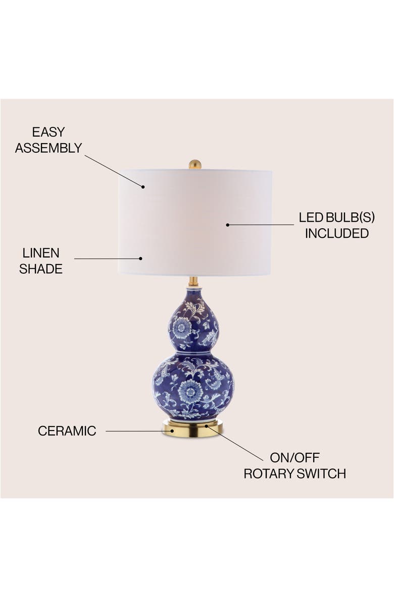JONATHAN Y Lee 27" Ceramic Chinoiserie LED Table Lamp, Blue/White, Alternate, color, Blue/White
