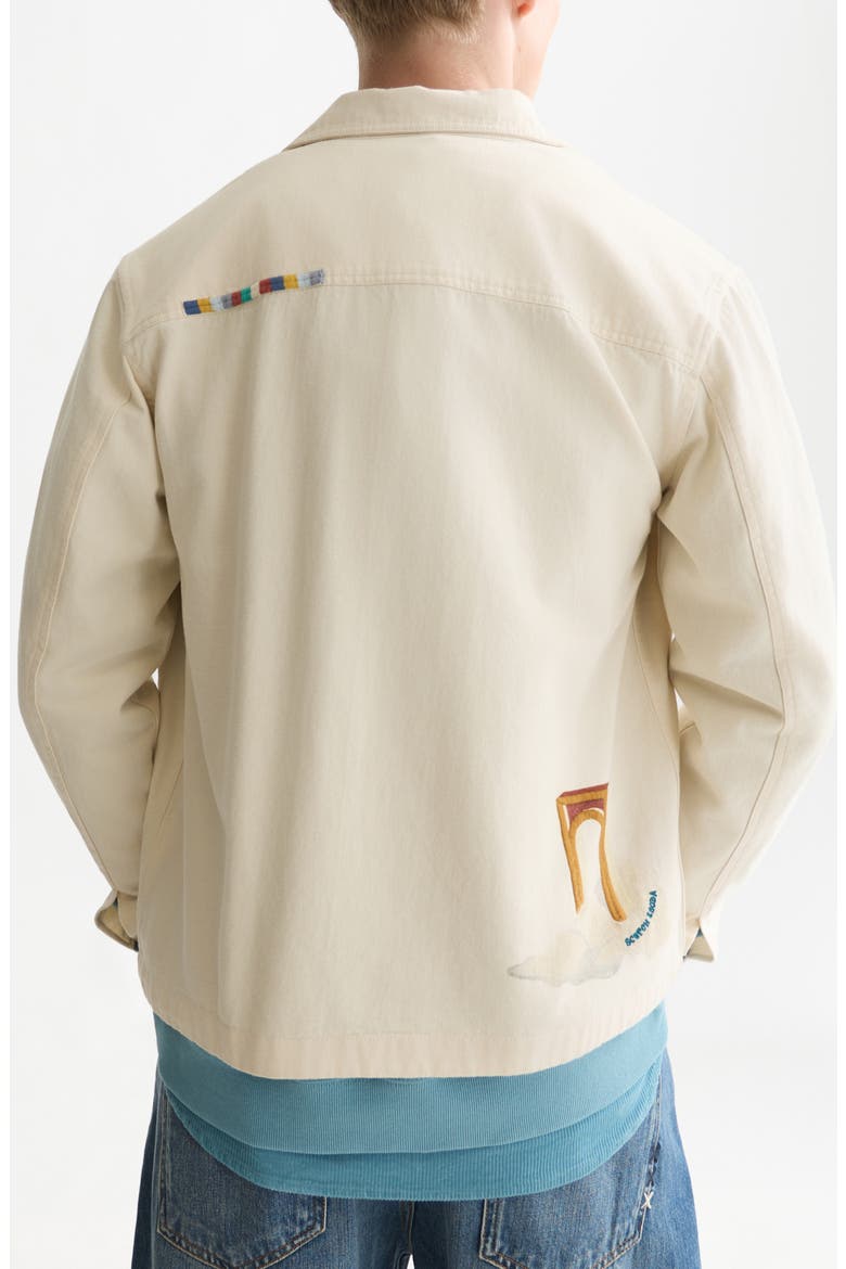 Printed Cotton Twill Overshirt, Alternate, color, EGGNOG