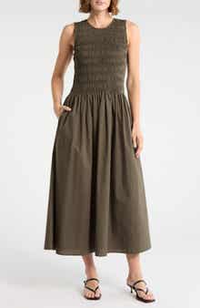 rag & bone Lane Sleeveless Smocked Cotton Maxi Dress