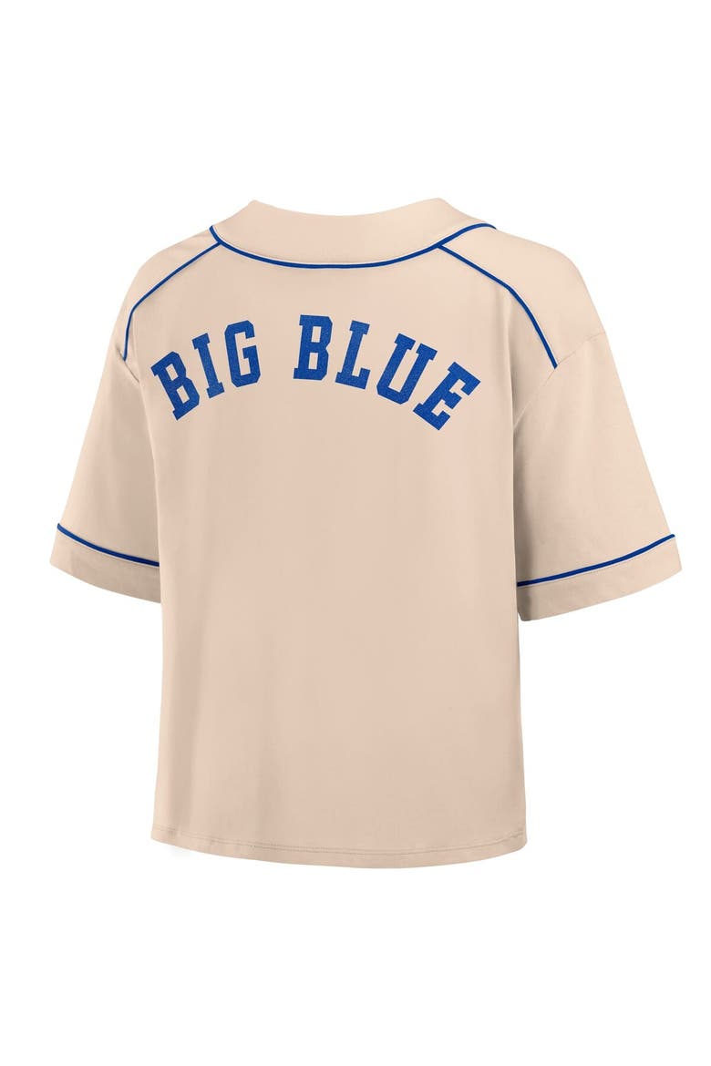 Women's Fanatics Tan Kentucky Wildcats Oversized Dominant Force Cropped V-Neck T-Shirt, Alternate, color, Tan