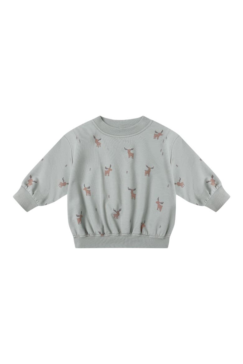 Moose Print Relaxed Stretch Organic Cotton Sweatshirt, Main, color, BLUE