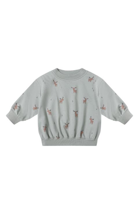 Moose Print Relaxed Stretch Organic Cotton Sweatshirt (Baby)