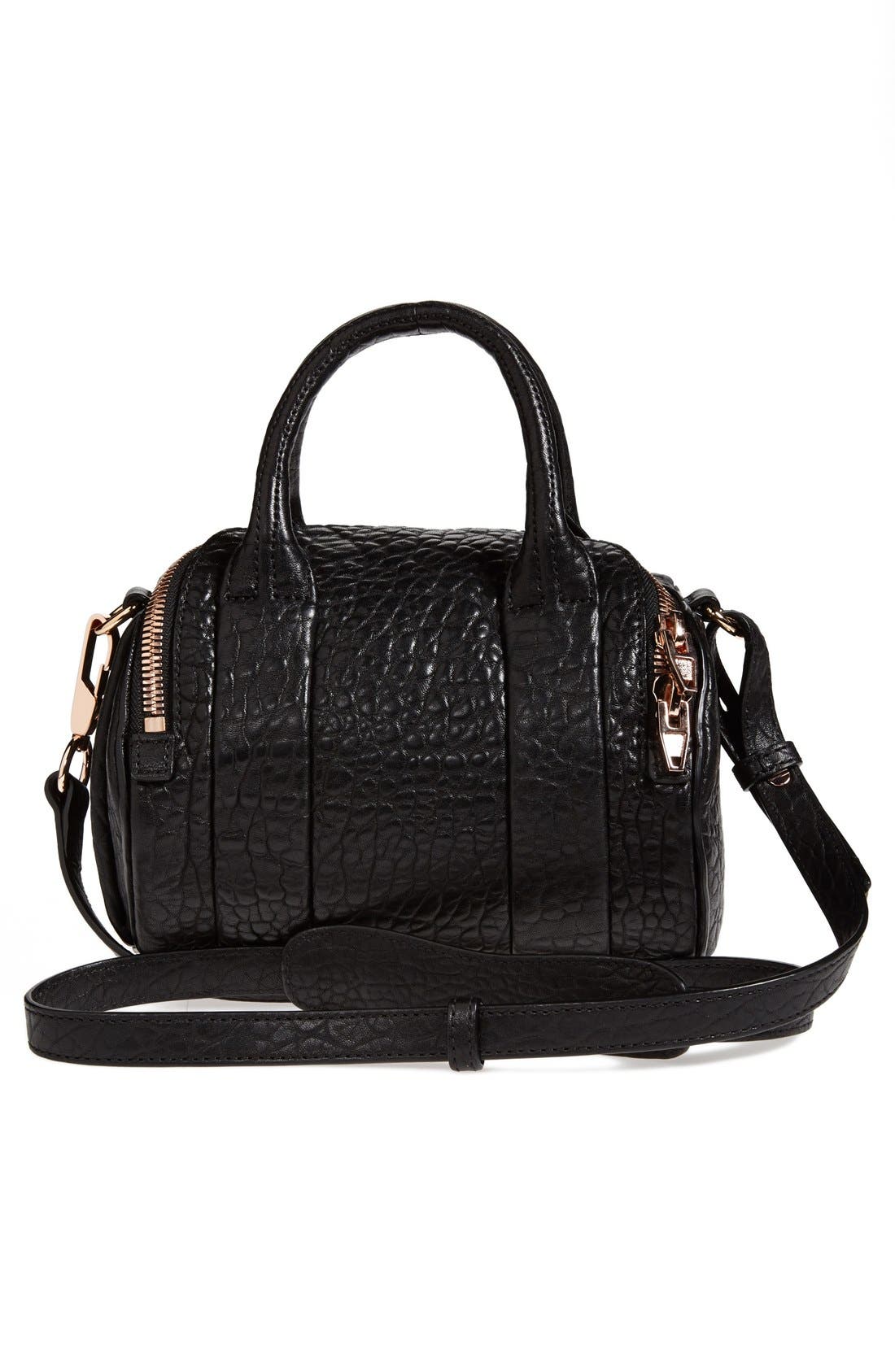 Alexander Wang 'Mini Rockie - Rose Gold' Leather Crossbody Satchel, Alternate, color, 