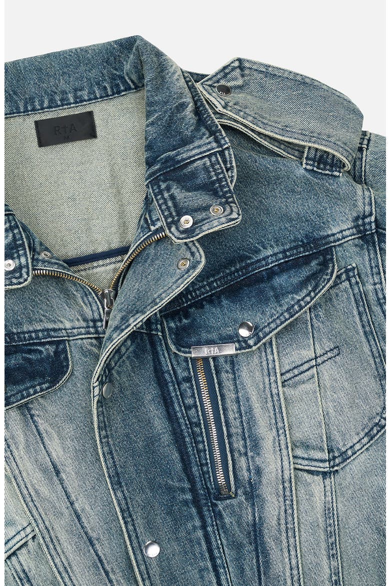 Rui Crop Denim Moto Jacket, Alternate, color, DAWN WAVE