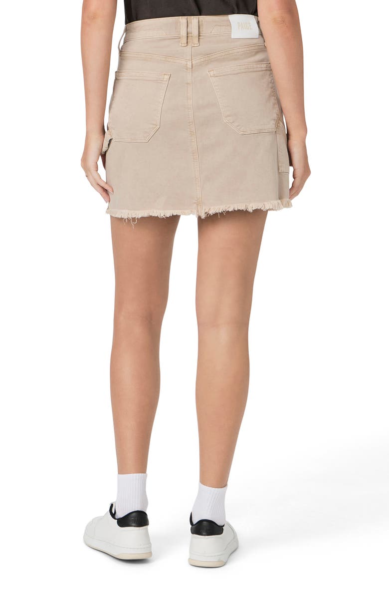 PAIGE Jessie Frayed Hem Carpenter Denim Miniskirt, Alternate, color, Vintage Soft Sand