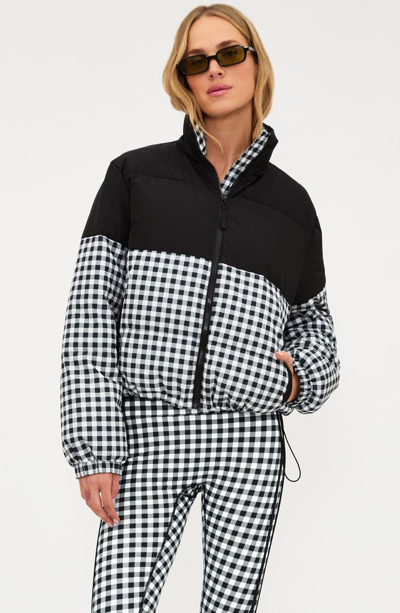 Beach Riot Jojo Quilted Puffer Jacket, Alternate, color, Slate Gingham