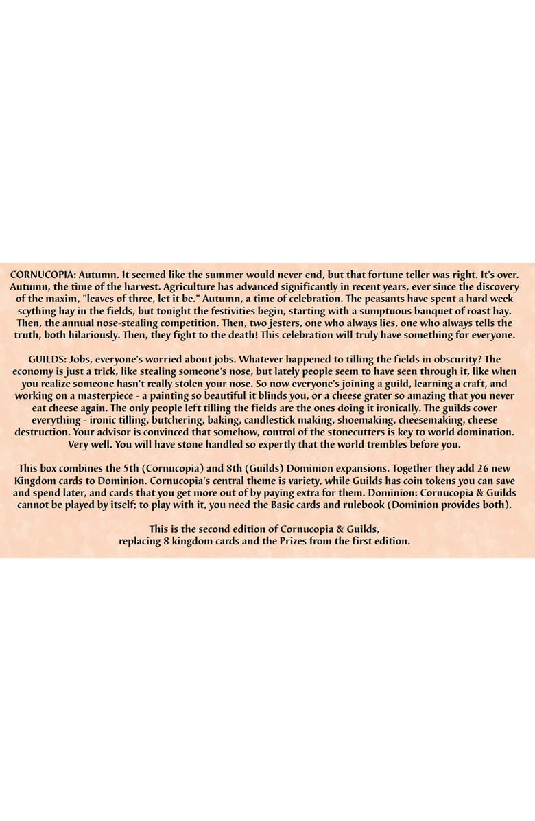 Rio Grande Games Dominion Cornucopia
Guilds 2nd Ed, Alternate, color,