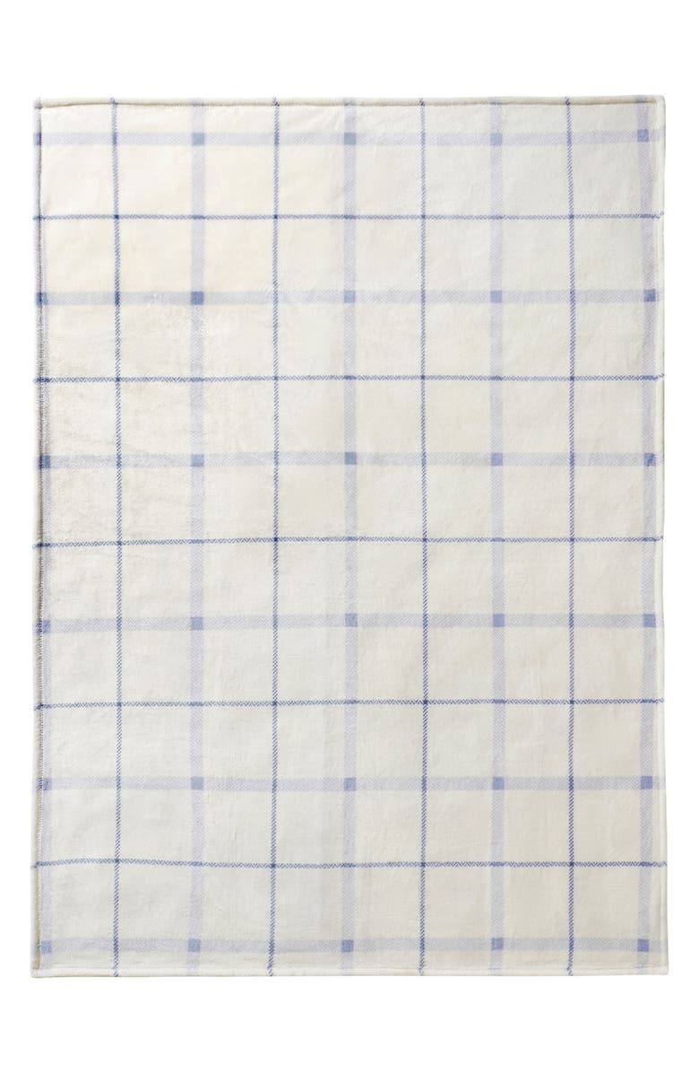 Lucky Brand Cozy Plush Throw Blanket, Main, color, Light Blue Check