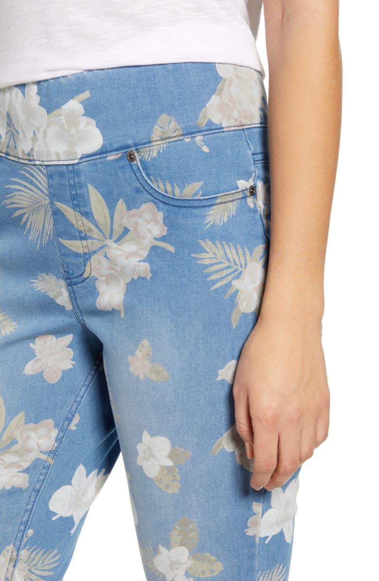 Hue Tropical Orchid Denim Skimmer Leggings, Alternate, color, 