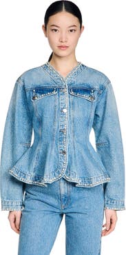 SANDRO Beaded denim jacket
