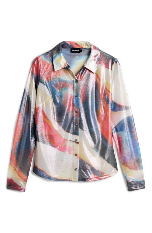 Desigual Abstract Print Button-up Shirt In Multi