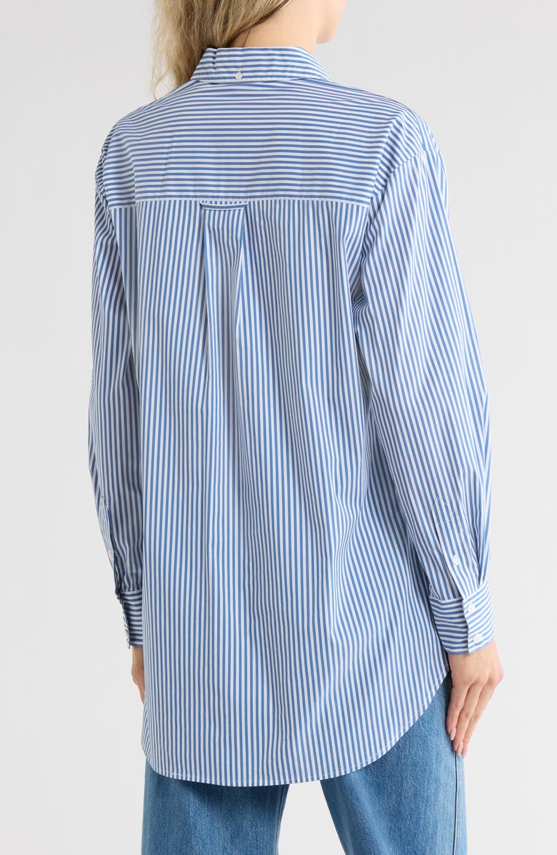 Veronica Beard Lloyd Stripe Crest Embroidered Button-Down Shirt, Alternate, color,