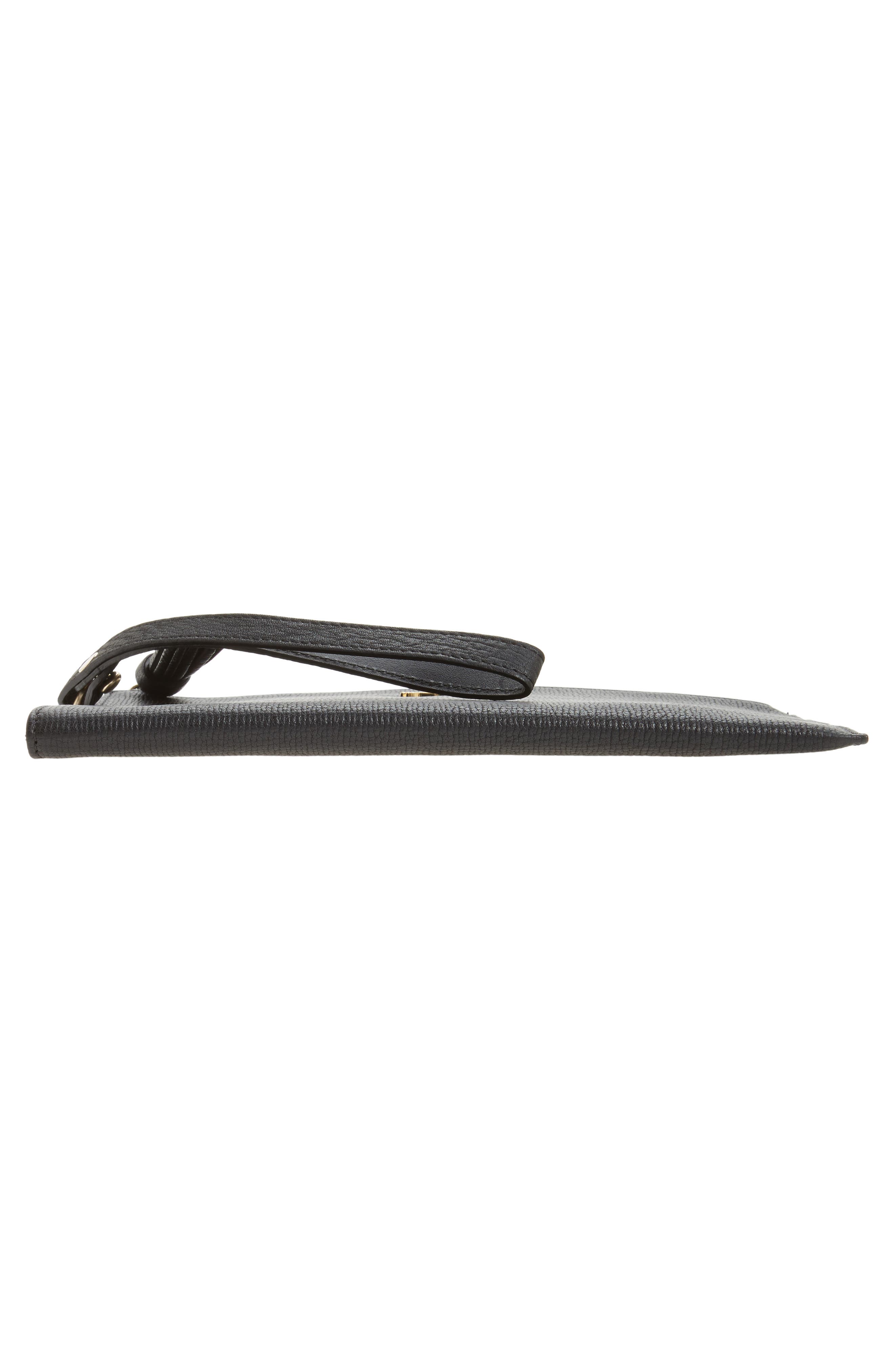 Longchamp Pénélope Textured Leather Clutch, Alternate, color, Black