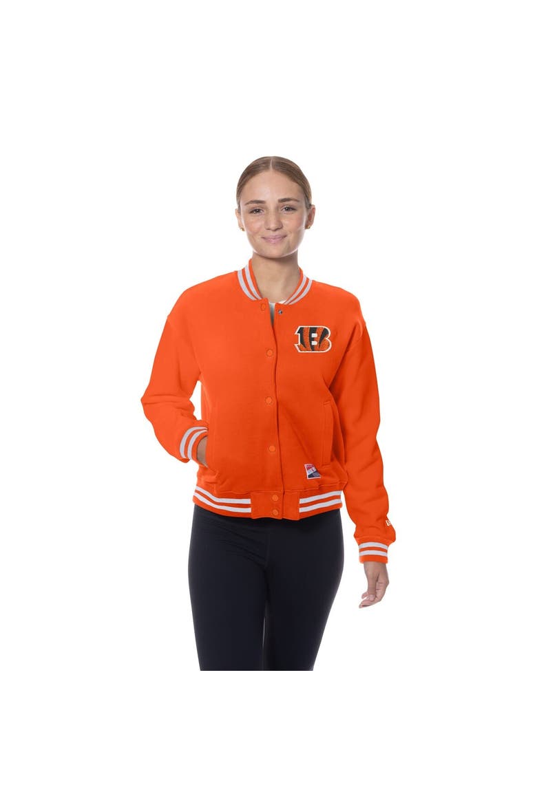 Women's New Era  Orange Cincinnati Bengals Throwback Fleece Full-Snap Jacket, Alternate, color, Orange