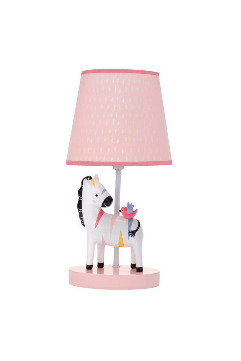 Jazzy Jungle Zebra Nursery Lamp with Shade & Bulb, Main, color, Pink