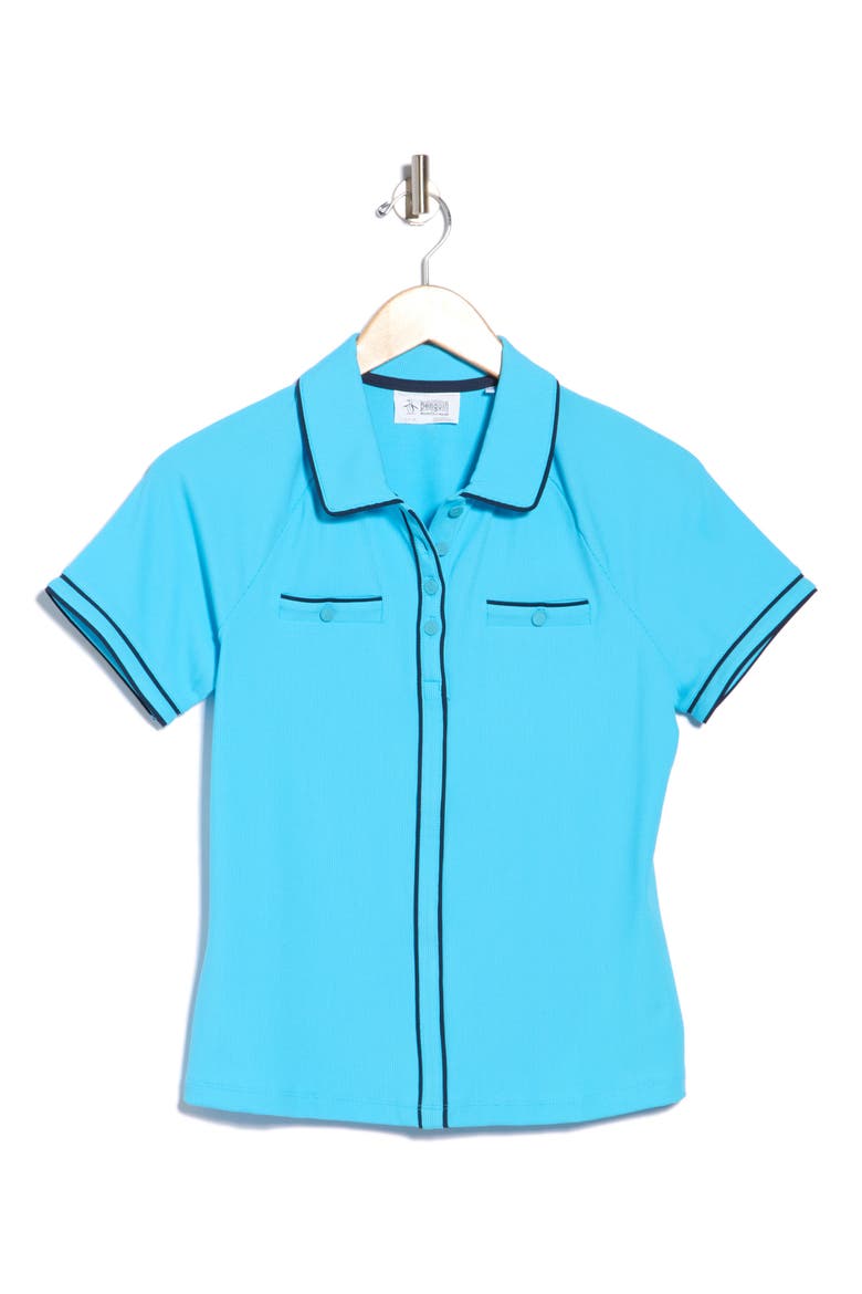 Ribbed Tipped Performance Polo, Main, color, AQUARIUS