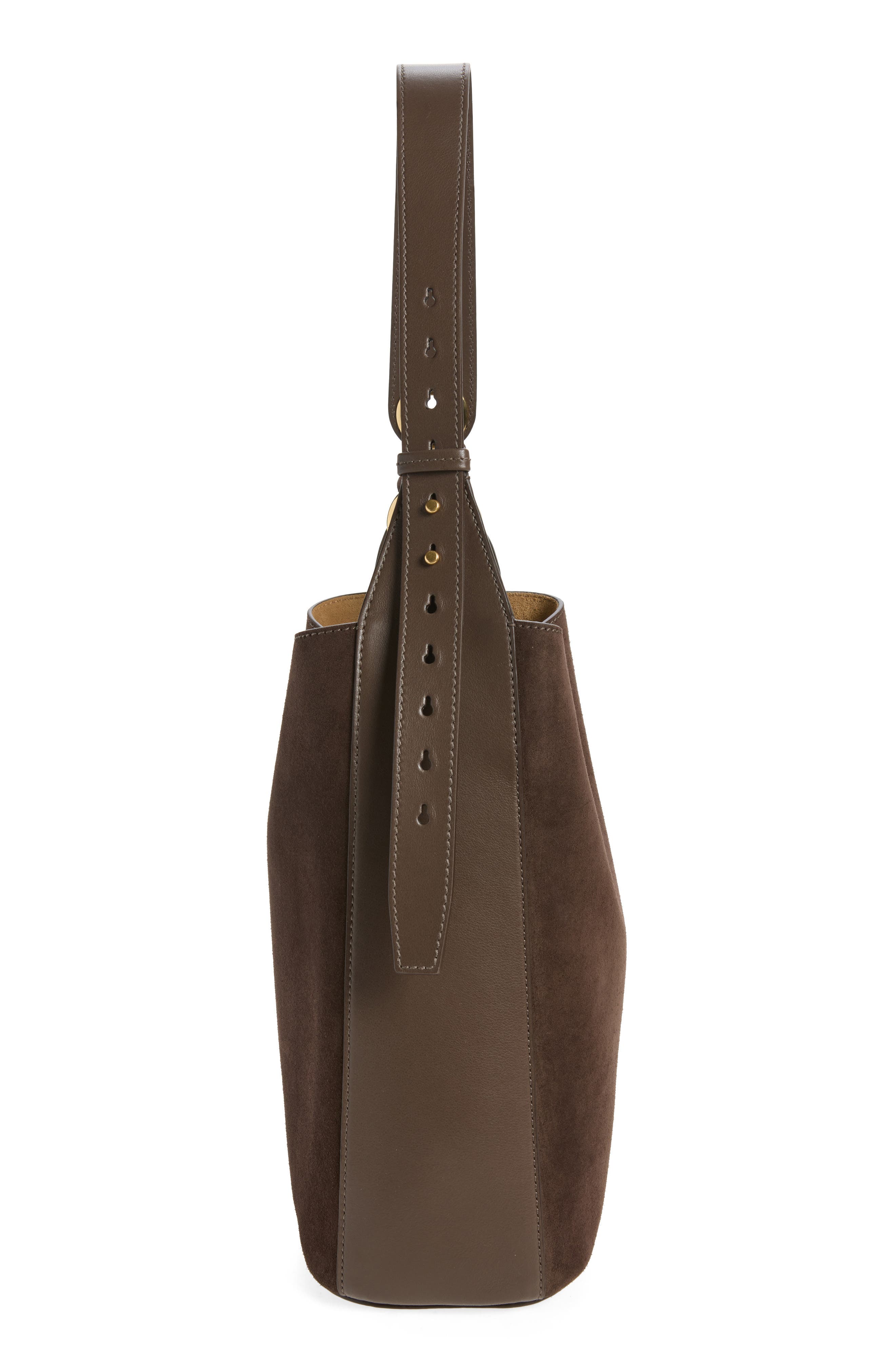 Ringo Suede North/South Shoulder Bag, Alternate, color, TRUFFLE