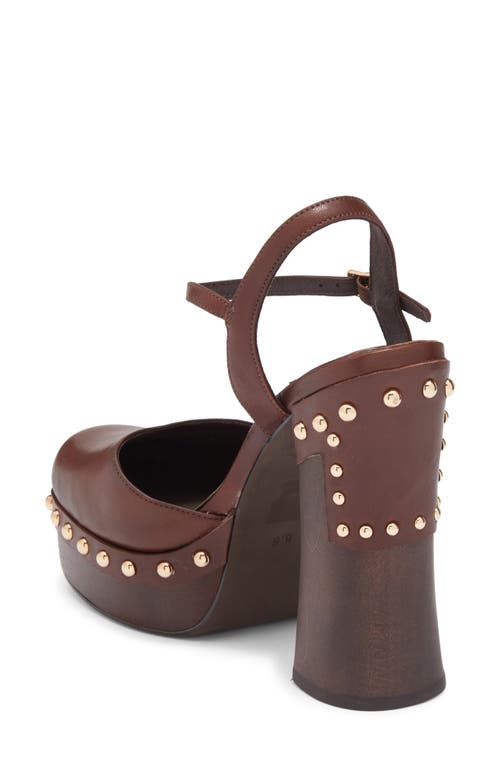 Jeffrey Campbell Extrovert Studded Ankle Strap Platform Clog In Brown