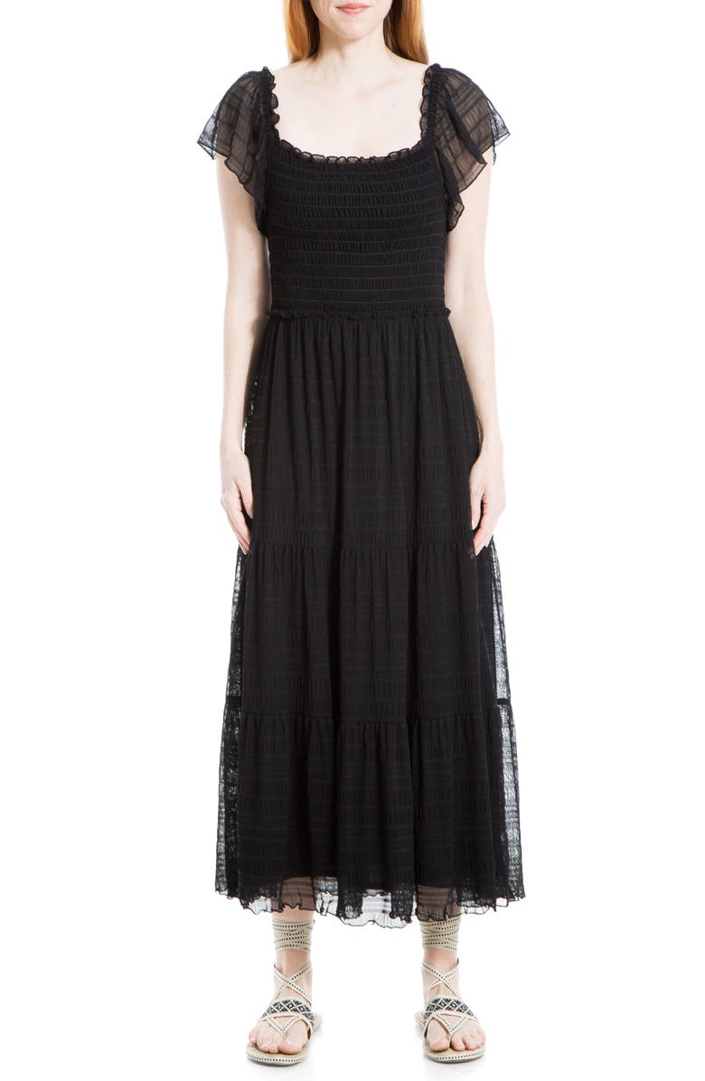 MAX STUDIO Mesh Smocked Midi Dress, Main, color, 