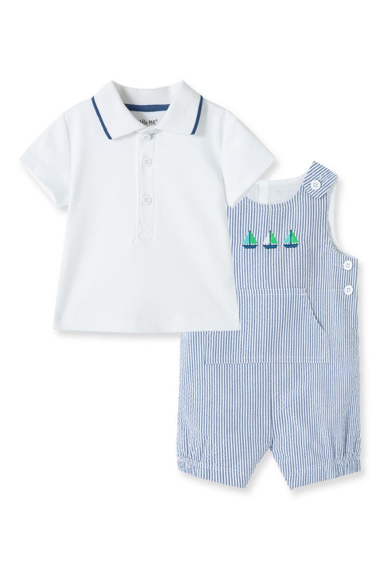 Shortalls & Polo Shirt Set, Main, color, BLUE