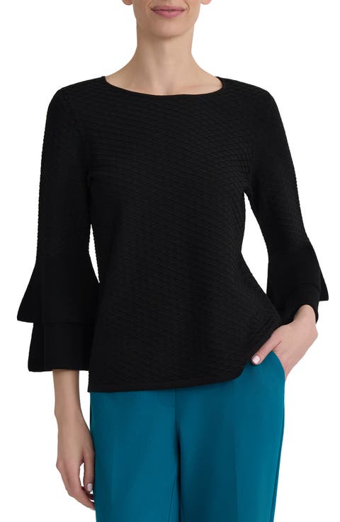 Texture Ruffle Sleeve Top
