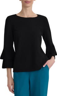 KASPER Texture Ruffle Sleeve Top
