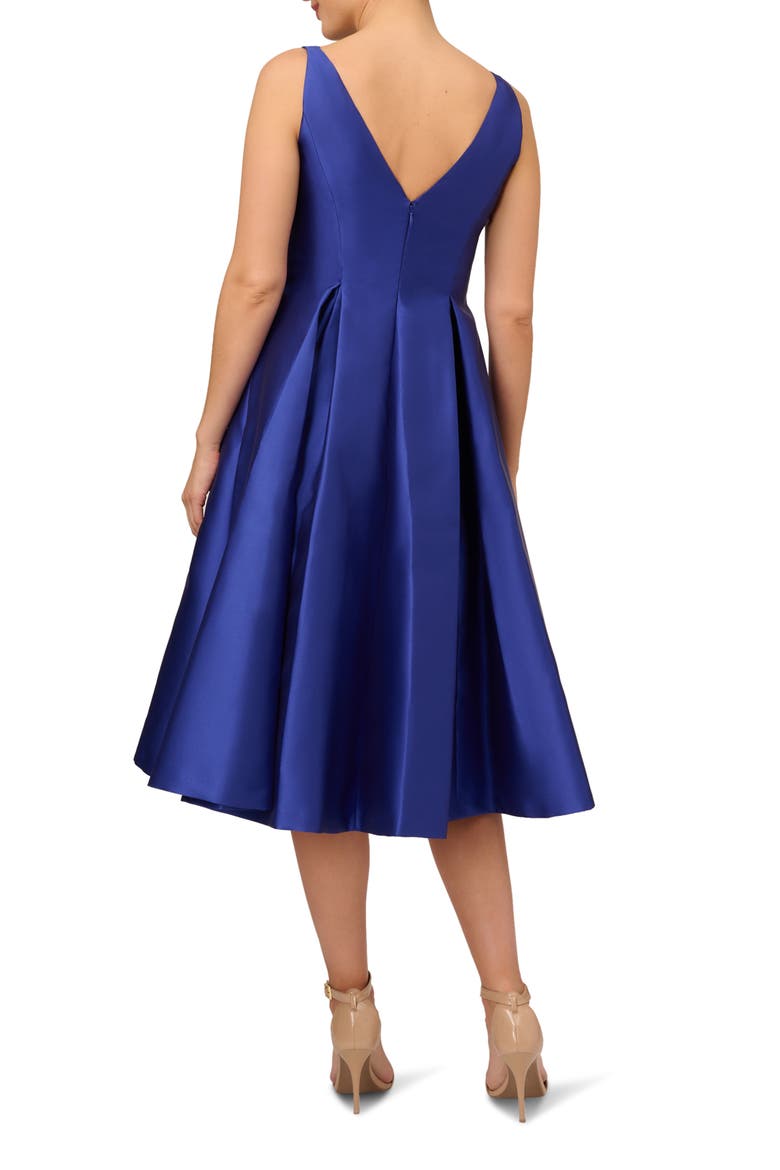 Sleeveless Mikado Fit & Flare Midi Dress, Alternate, color, NEPTUNE