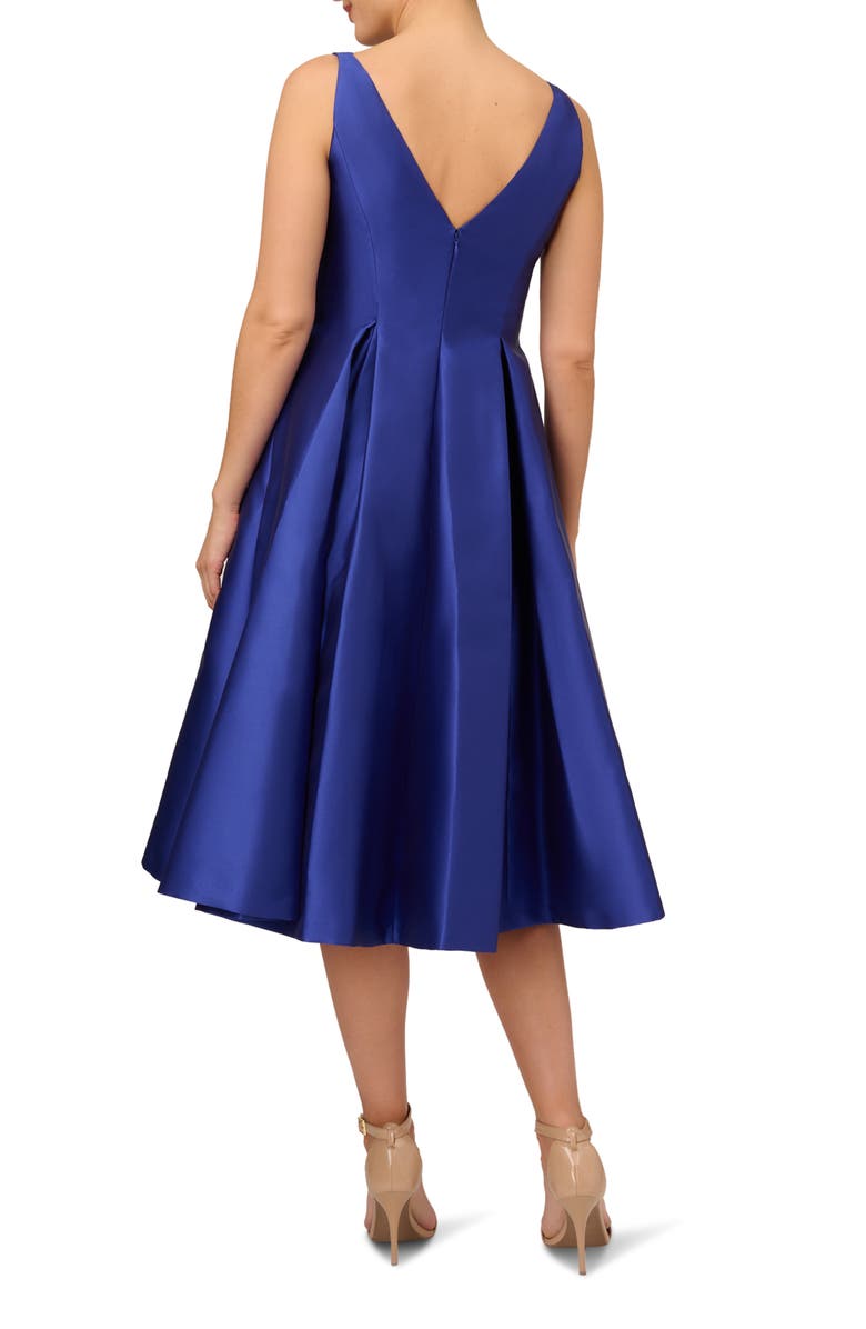 Adrianna Papell Sleeveless Mikado Fit & Flare Midi Dress, Alternate, color, Neptune