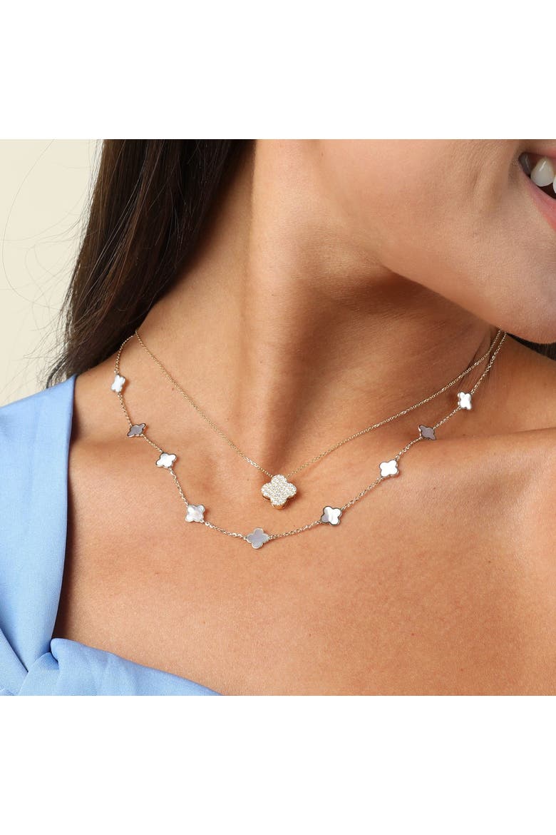 Mini Mother of Pearl Clover Necklace, Alternate, color, Mother of Pearl