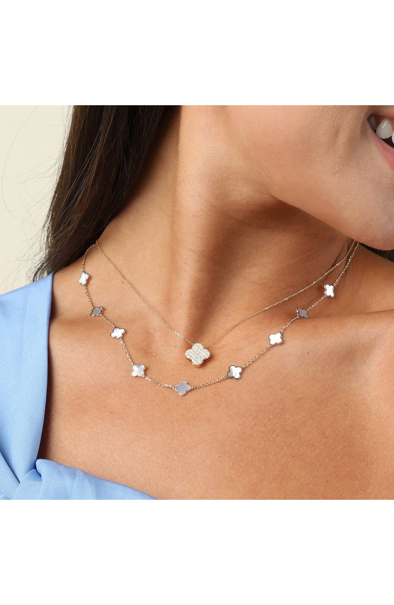 The Lovery Fine Jewelry Mini Mother of Pearl Clover Necklace, Alternate, color, Mother Of Pearl