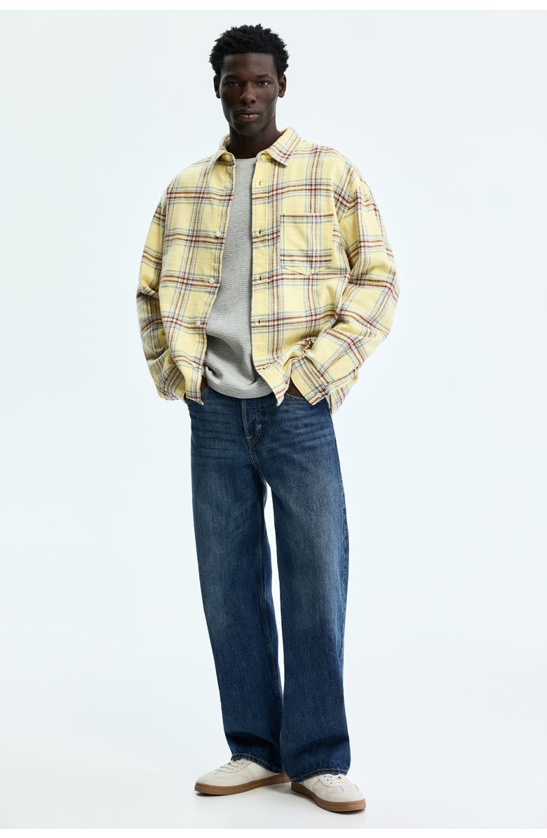 H&M Relaxed Fit Cotton Shirt, Alternate, color, Yellow/Plaid