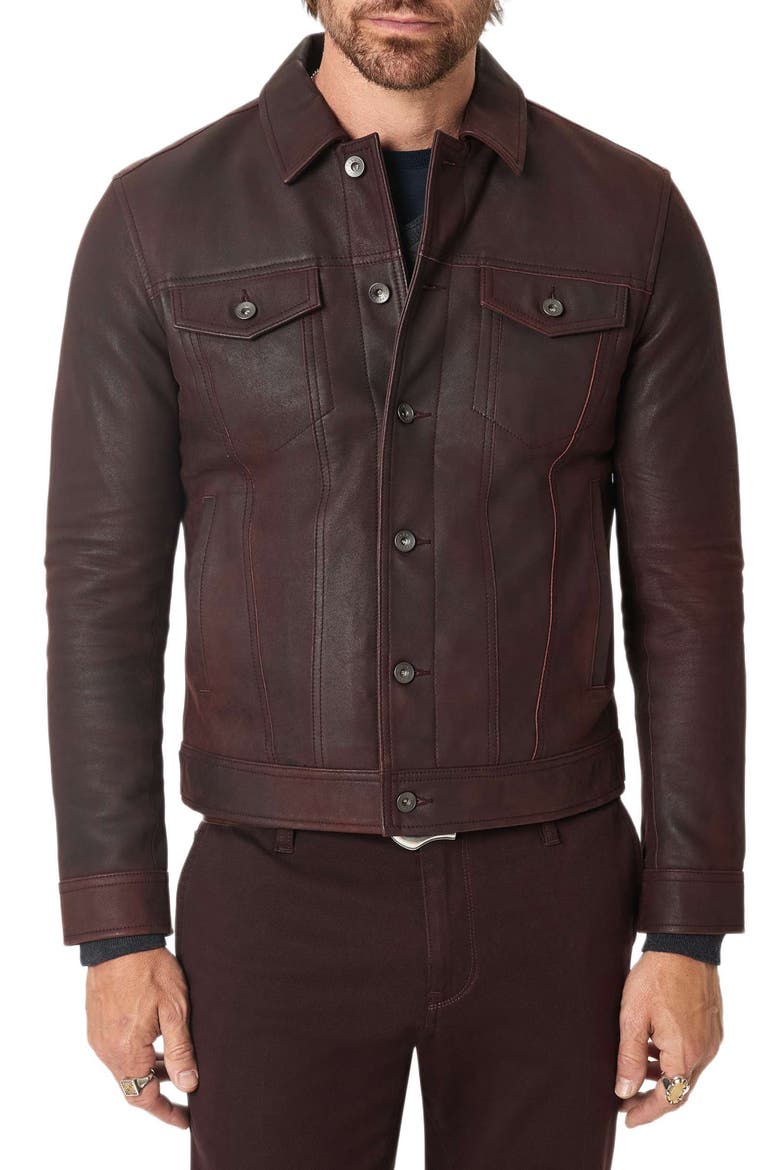Andrew Leather Trucker Jacket, Main, color, OXBLOOD
