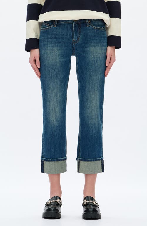 Bayeas Cuffed Low Rise Crop Straight Leg Jeans In Blue