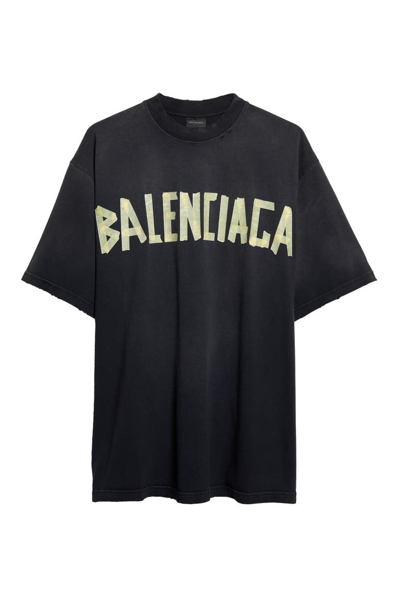 Tape Logo Cotton Graphic T-Shirt, Alternate, color, WASHED BLACK