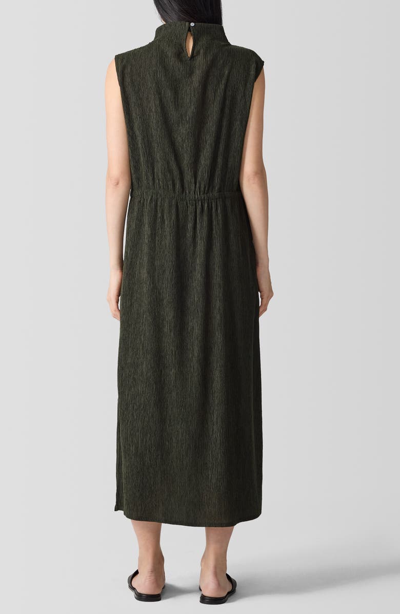 Eileen Fisher Textured Mock Neck Midi Dress, Alternate, color, Seaweed