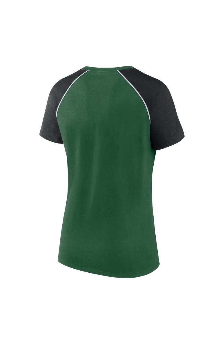 FANATICS Women's Fanatics Green/Black New York Jets Glittered Primary Raglan T-Shirt, Alternate, color,