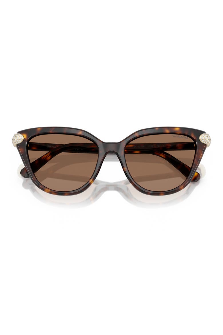 SK6039F 56mm Cat Eye Sunglasses, Alternate, color, HAVANA / DARK BROWN