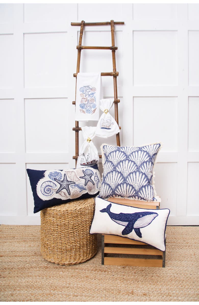 C&F Home Shrimp Boat Kitchen and Bathroom Embroidered Hand Towel, Alternate, color, Red