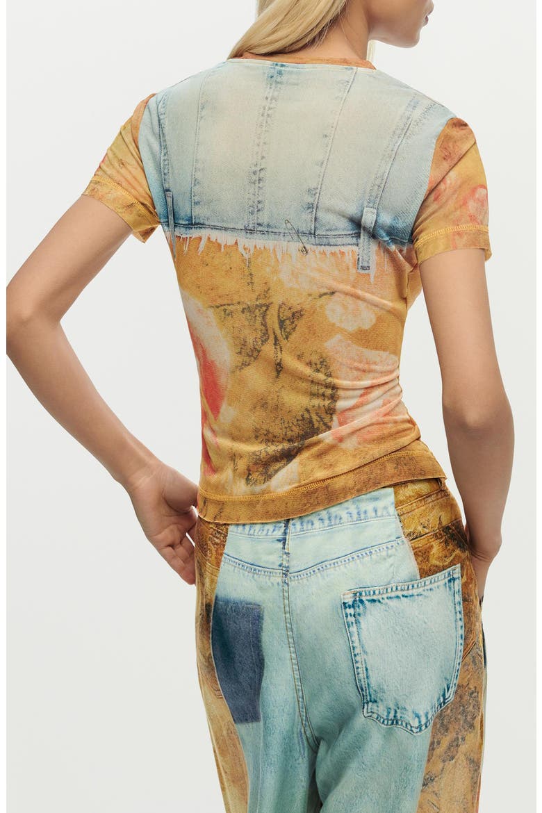 Patchwork Pattern T-Shirt, Alternate, color, MEDIUM BEIGE
