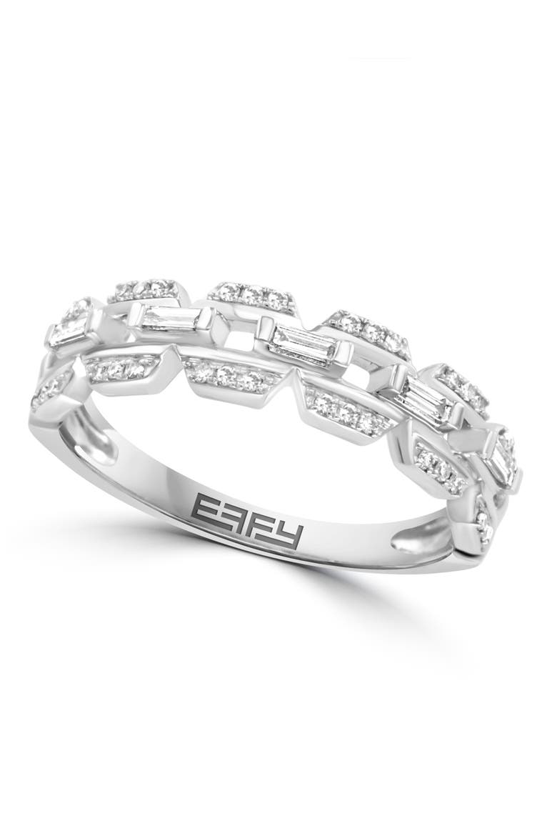 East West Emerald Cut Diamond Band Ring in White Gold, Main, color, Hematite and FW Blush Pearl