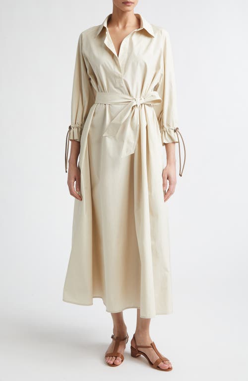 Max Mara Mirto Oversize Belted Cotton Poplin Shirtdress in Beige at Nordstrom, Size 4