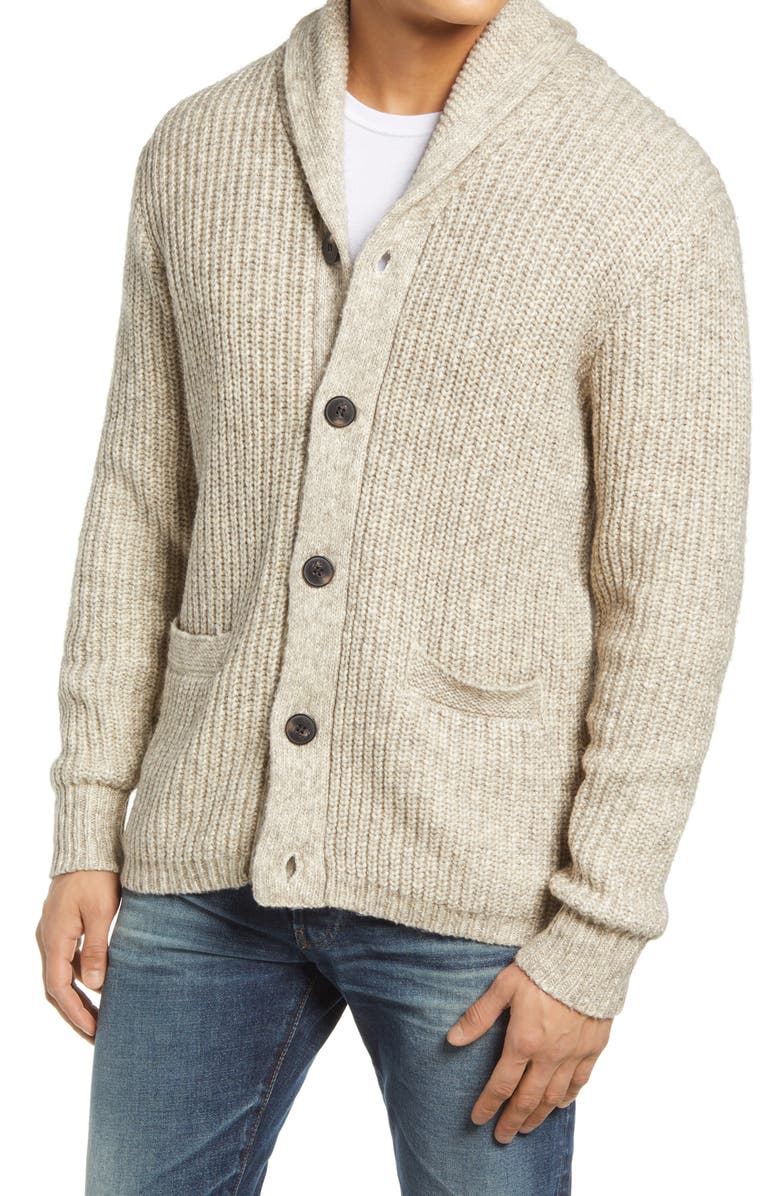 Schott NYC Heavyweight Shawl Collar Cardigan, Alternate, color, Limestone