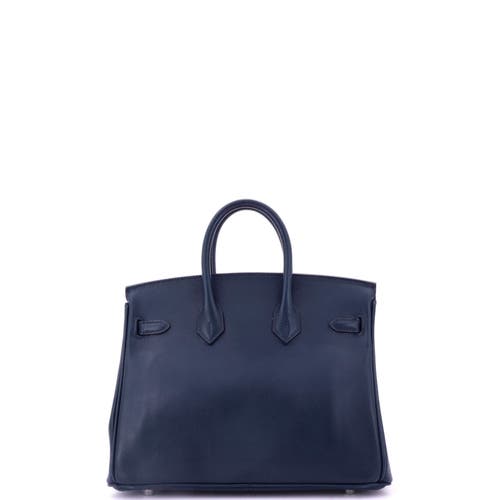 Pre-owned Hermes Hermes Birkin Handbag Blue Swift With Palladium Hardware 25 In Blue