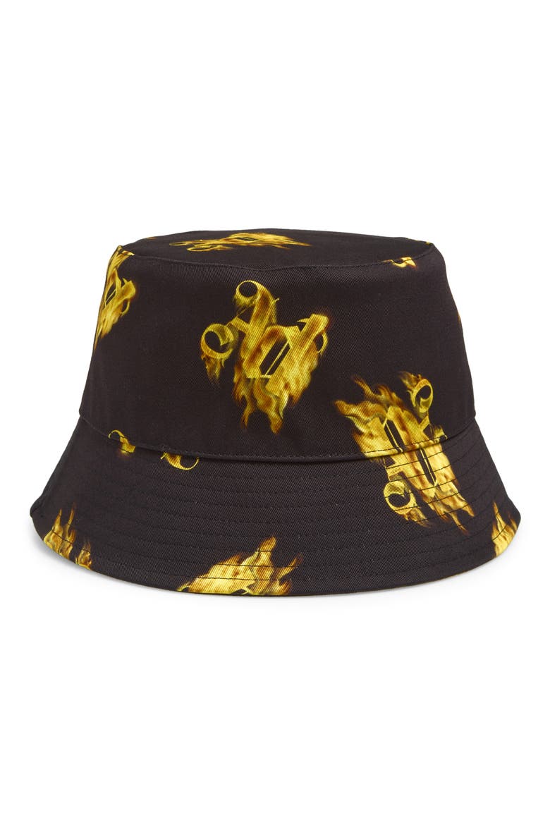 Print Cotton Bucket Hat, Main, color, BLACK GOLD